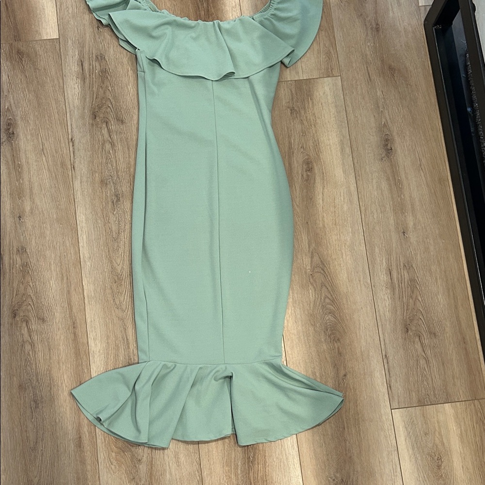 Chic Mint Ruffle Midi Dress - Picture 4 of 6